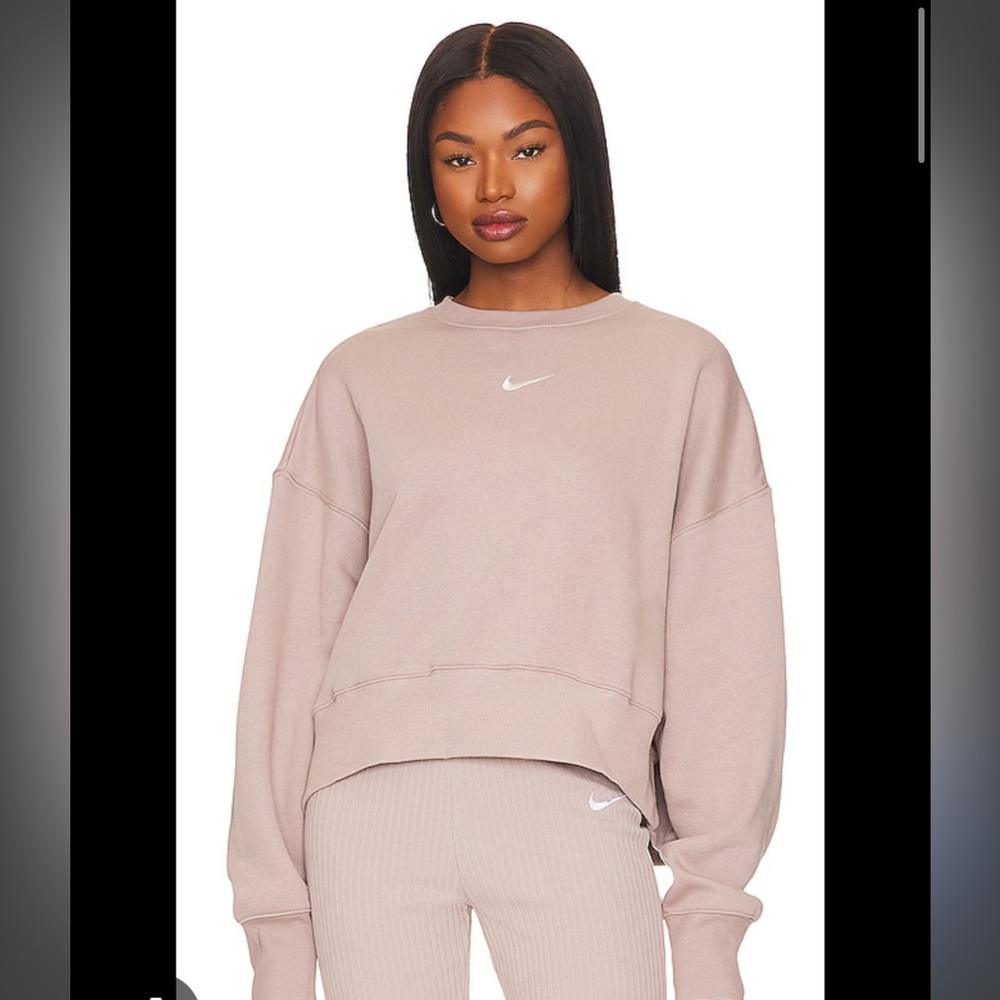 NIKE Phoenix Fleece Oversized Crew Sweatshirt Taupe Size S